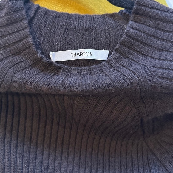 THAKOON Chocolate Brown Long Rib Knit Wool-Blend Dress - Size XL - Picture 10 of 12